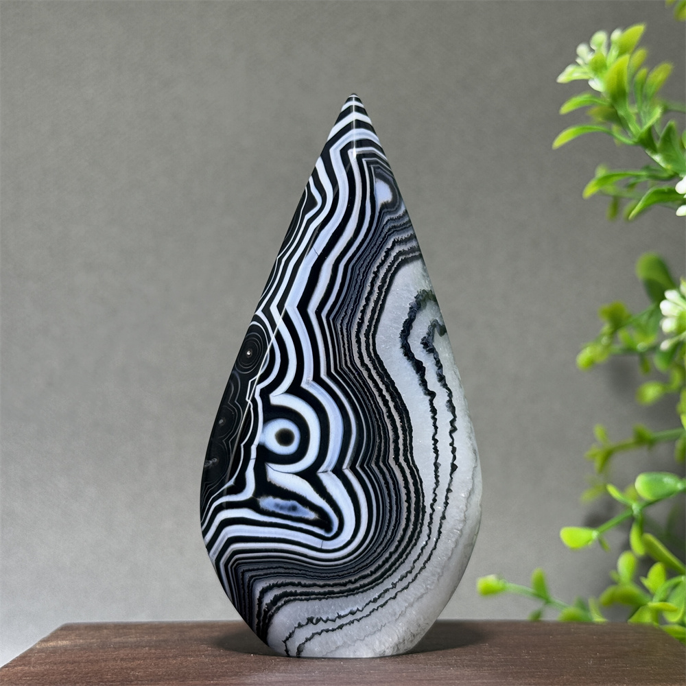 Renewable Energy Resources - Natural High-Quality Black Striped Agate Free-Form