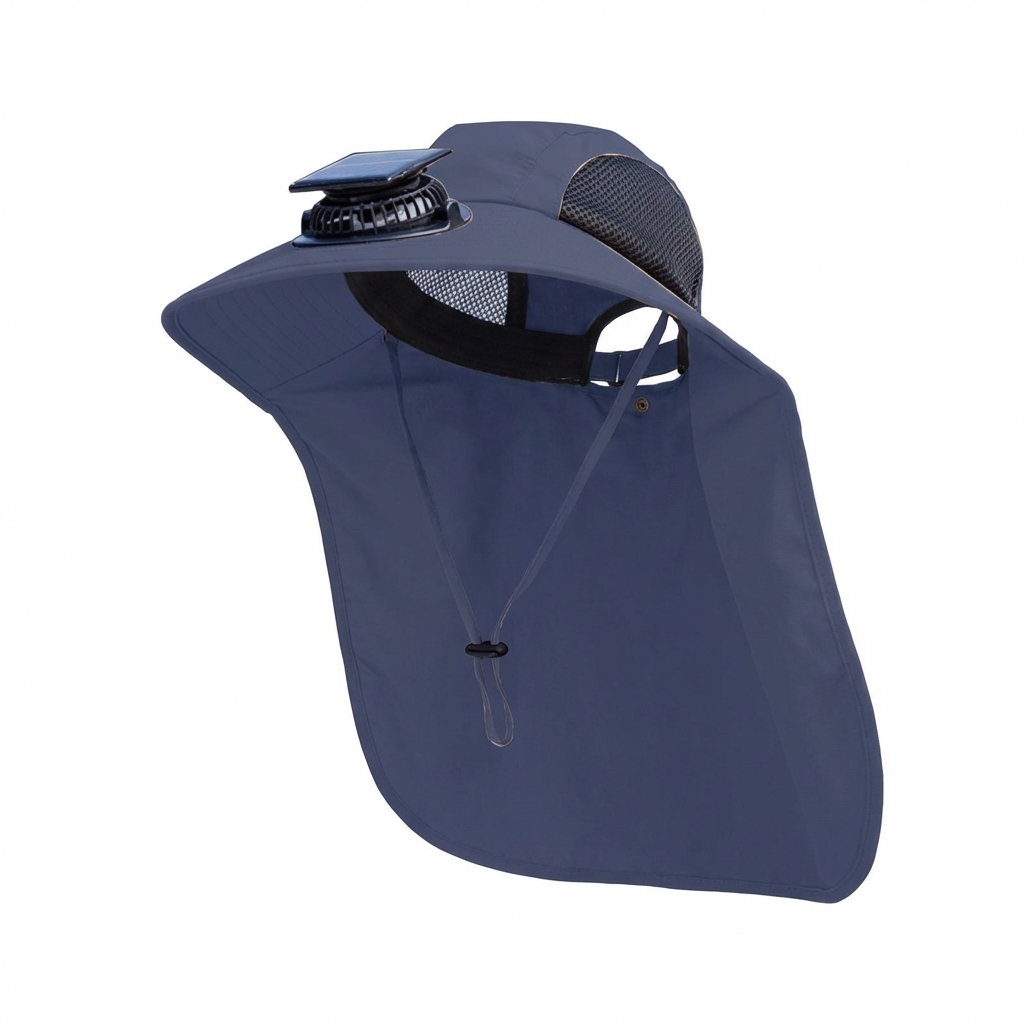 Solar Fan Hat with Neck Flap U - Renewable Energy Fan ulasan dan harga