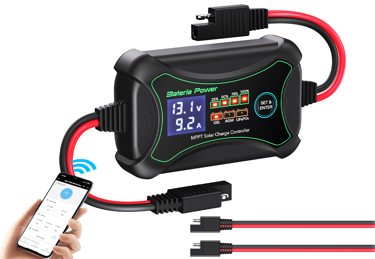 Bateria Power 10A MPPT Wireles - Pwm Charge Controller ulasan dan harga