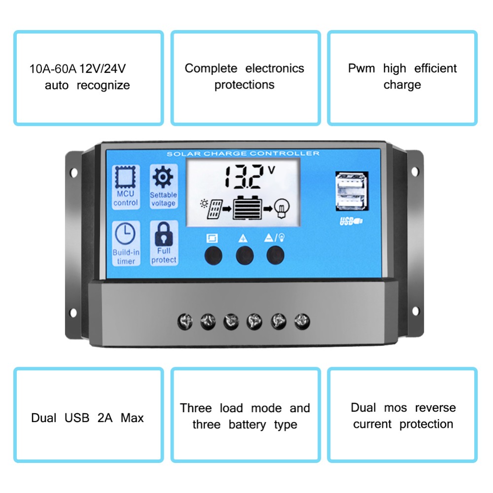 High Efficiency 10A 20A 30A 12 - Pwm Charge Controller ulasan dan harga